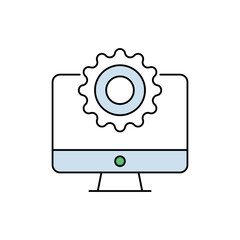 Web Service Settings Icon – Gear on Monitor for System Configuration