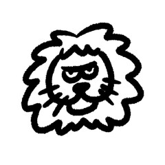 angry lion png cartoon handwrite design cute and art doodle decoration outline element