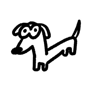 dog dachshund png cartoon handwrite design cute and art doodle decoration outline element