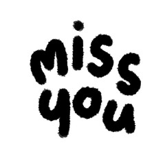 miss you png cartoon handwrite design cute and art doodle decoration outline element