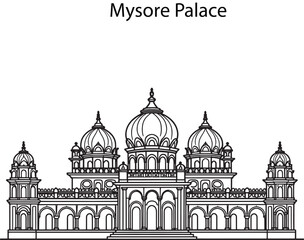 Mysore Palace Line Art Vector
