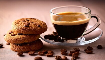 cup of coffee and cookies