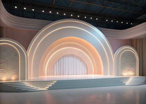 Historic arches and architecture inside a European city palace - Powered by Adobe