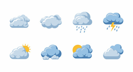 Weather Cloud Icons Set For Forecasting Interface Design