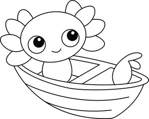 Axolotl hand drawn coloring page for kids
