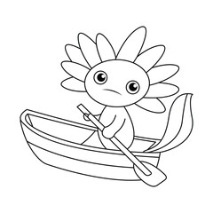 Axolotl hand drawn coloring page for kids