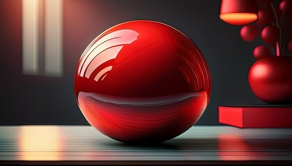 vibrant red sphere on table