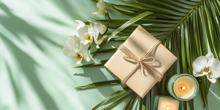 Elegant spa gift certificate mockup on kraft paper for relaxation and wellness promotions