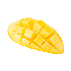 Yellow Mango slices, cutout, full depth of field.