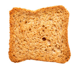 thin square rusk of multigrain wheat bread cutout