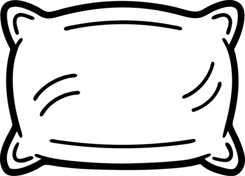 recommend clip art: vector illustration of  a Pillow vector line art icon black and white , white background 