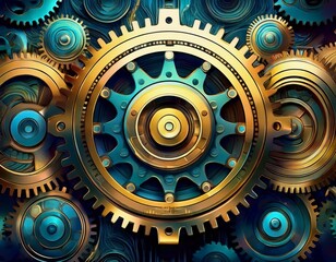 gears connecting abstract industrial background mechanics