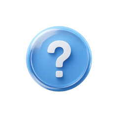 A blue circle with a white question mark in the center on a black background in a rendered image