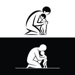 Mother Holding Her Baby Silhouette Vector Illustration. Happy mother's day elements.
