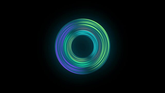 Vivid abstract background. Beautiful design of rotation frame. Mystical portal. Bright sphere lens. Rotating lines. Glow ring. Magic neon ball. Led blurred swirl