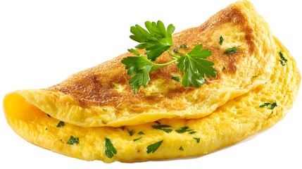 Omelet, morning meal isolated on white 