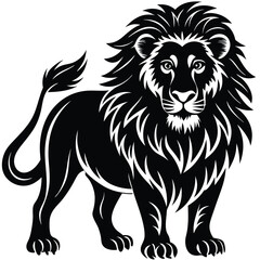 Fototapeta premium Majestic Black and White Lion Illustration