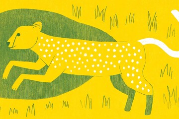 Cheetah running through a grassy field