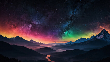 Naklejka premium Abstract space background with stars and nebula. 3d illustration. Created using generative AI tools 