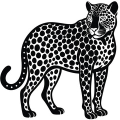 Fototapeta premium Black and White Leopard Illustration - Wildlife Art Design