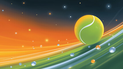 Fototapeta premium Tennis Ball Abstract Design: An eye-catching abstract design featuring a tennis ball in a dynamic composition, showcasing vibrant colors and fluid lines. 