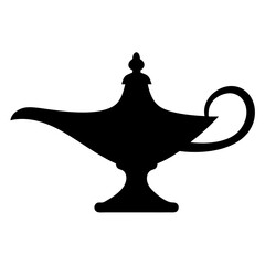 Elegant silhouette of an antique Aladdin lamp casting magical aspirations