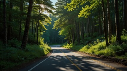 Fototapeta premium Sunlit Forest Road