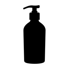 Black Silhouette of a Liquid Soap or Lotion Dispenser Bottle on White
