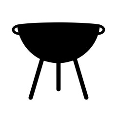 Simple black silhouette of a barbecue grill on three legs design