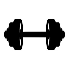 Black silhouette of a dumbbell representing fitness and strength training equipment