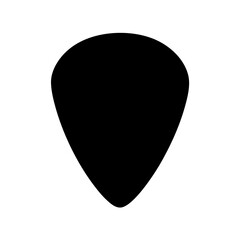 A Solid Black Guitar Pick Silhouette on a White Background Image