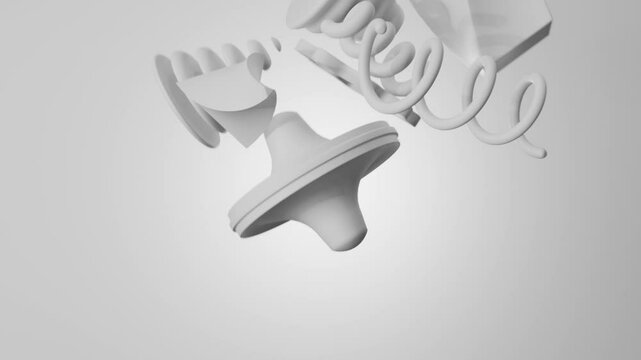 animation geometric shapes moving on a white background. Futuristic, minimalistic, concise design is perfect for your logo. 3D rendering, 4K motion graphics