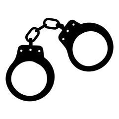 Black Silhouette of Handcuffs with a Chain Connecting Each Cuff