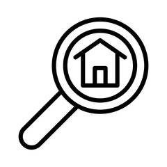 Search real estate outline icon. House icon isolated on white background. Transparent background, minimalist symbol. Vector images