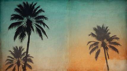 grunge background with palm trees