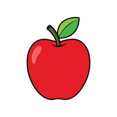 Fototapeta premium apple, fruit, red, cartoon, cute, kawaii, smile, happy, leaf, fresh, sweet, juicy, fun, character, illustration