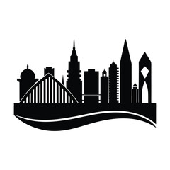 Obraz premium Mumbai City Skyline Vector Silhouette