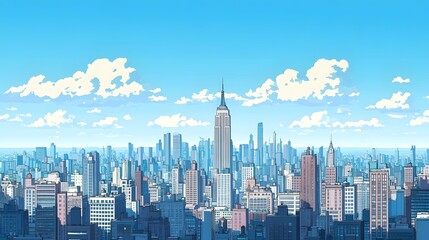 Naklejka premium Cityscape with tall buildings and a clear sky.
