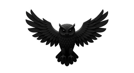Obraz premium A stylized, black owl in flight.