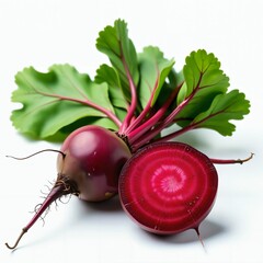 Beetroot on white background. Close up. Fresh and delicious. Class 1. High quality. Top shelf. Organic. Hand-picked. Quality tested. Generative AI.