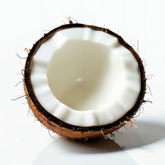 Coconut on white background. Close up. Fresh and delicious. Class 1. High quality. Top shelf. Organic. Hand-picked. Quality tested. Generative AI.