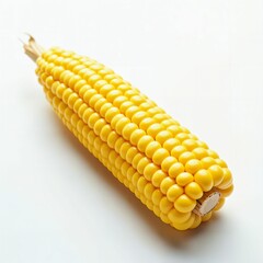 Corn on white background. Close up. Fresh and delicious. Class 1. High quality. Top shelf. Organic. Hand-picked. Quality tested. Generative AI.