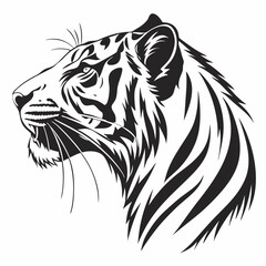 tiger head Silhouette with white background 