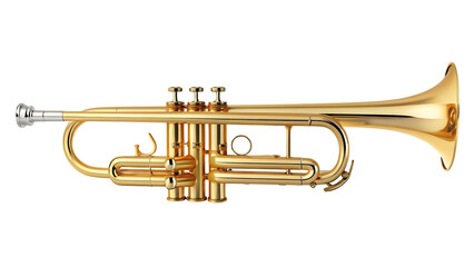 Gold trumpet musical instrument isolated on white background png ai generated isolated on a white background