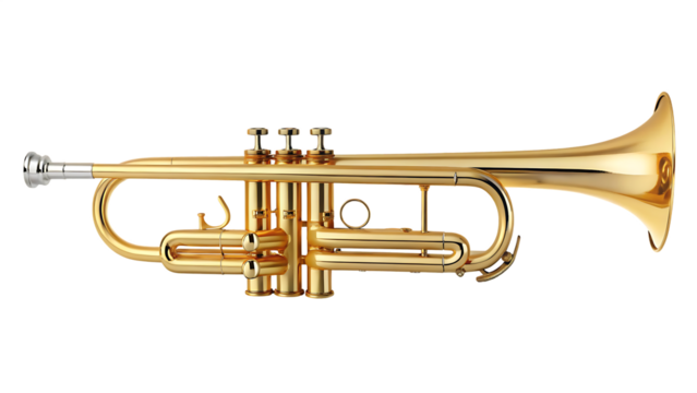 Gold trumpet musical instrument isolated on white background png ai generated isolated on a white background