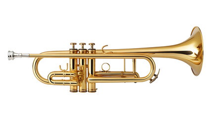 Naklejka premium Golden trumpet musical instrument isolated on white background png ai generated isolated on a white background