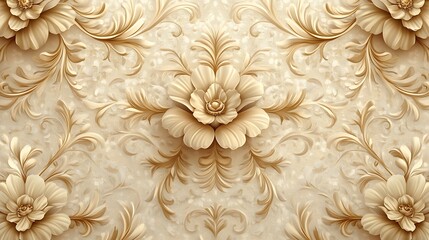 Elegant gold floral damask pattern on a dark background, creating a luxurious and vintage feel