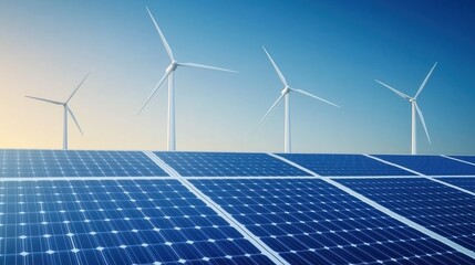 Solar panels and wind turbines