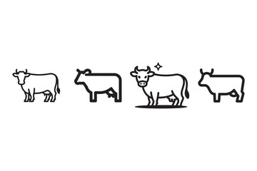 Isolated farm animal silhouettes: a vector collection of horses, cows, goats, and other mammals
