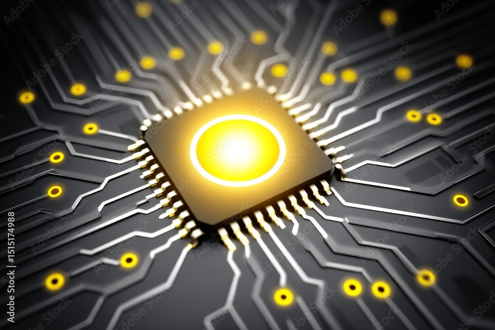 Poster central processing unit close up - a close-up view of a modern circuit board with a central processo
